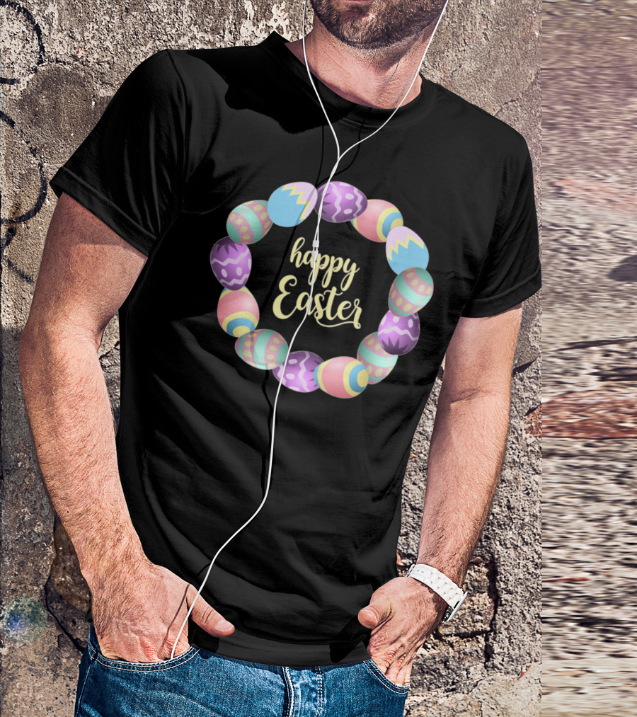 Happy Easter Egg Wreath Cute Hunting Catholic T-Shirt