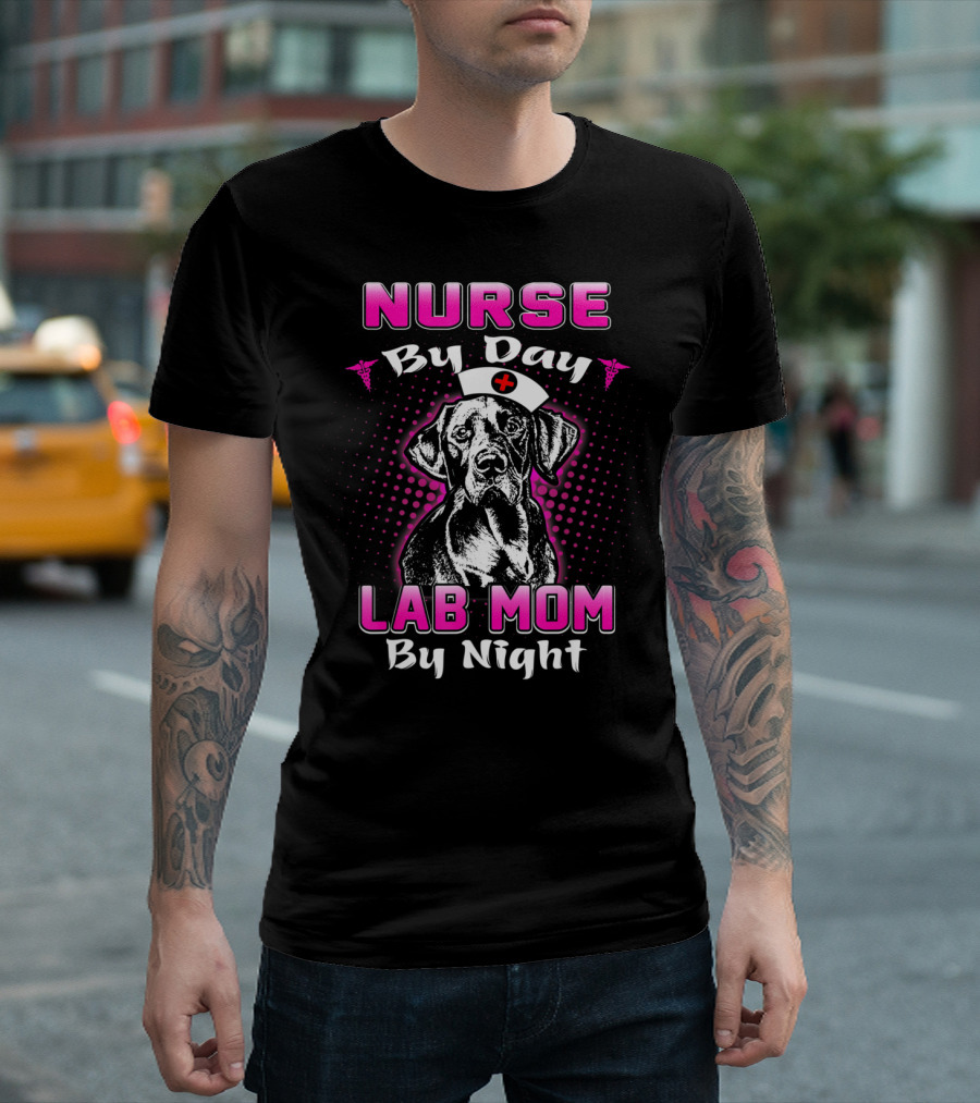 Nurse By Day Lab Mom By Night Dog Nurse Hat T-Shirt