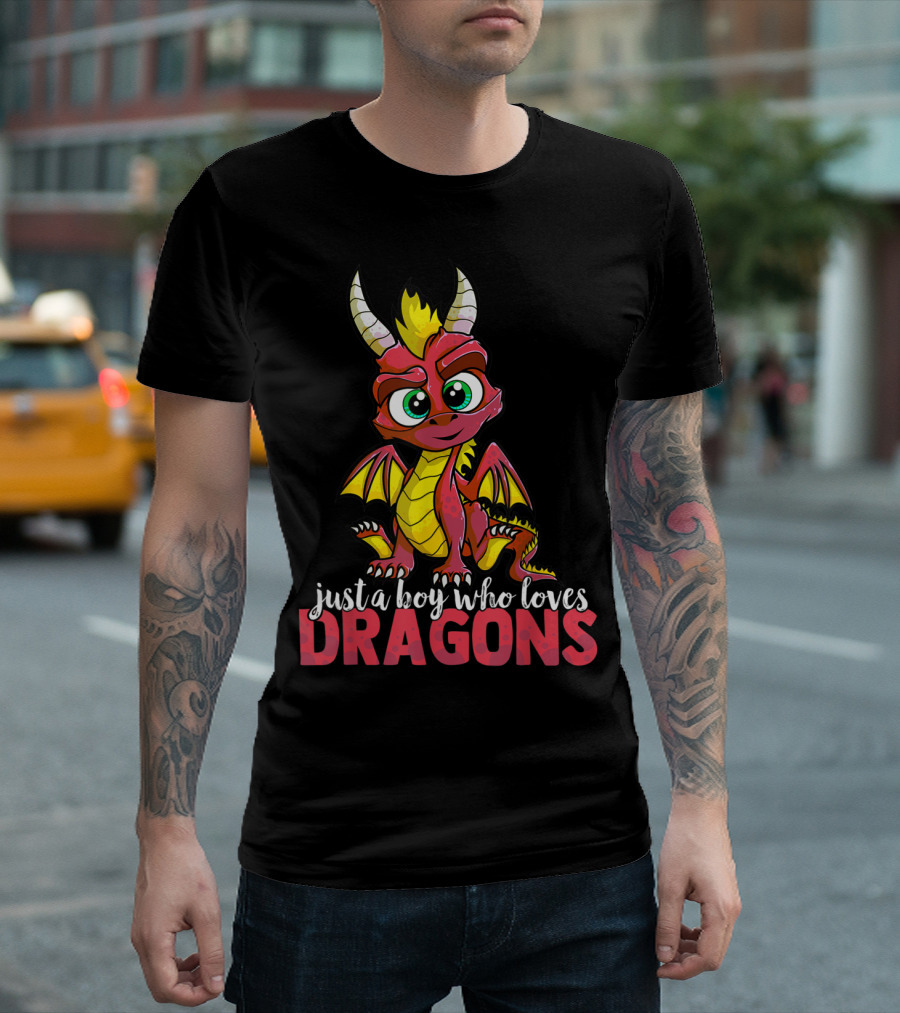 Just A Boy Who Loves Dragons Cute Birthday T-Shirt