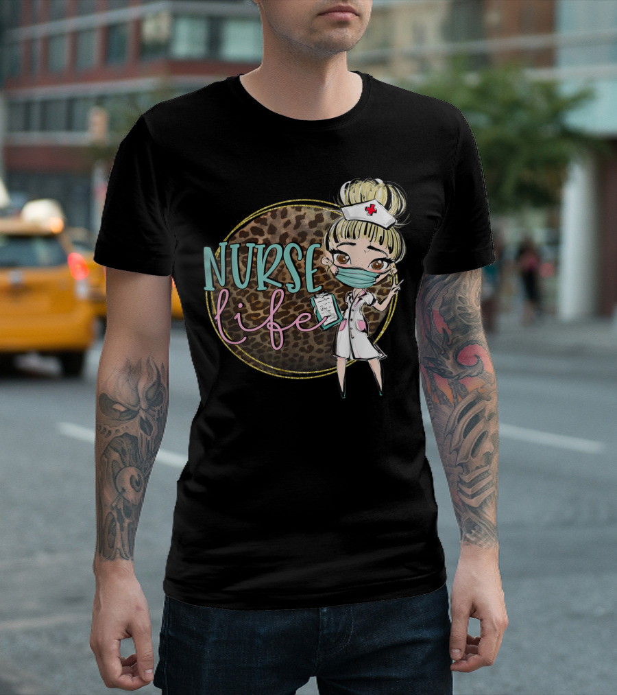 Nurse Life Leopard Print Nursing Clinical RN T-Shirt