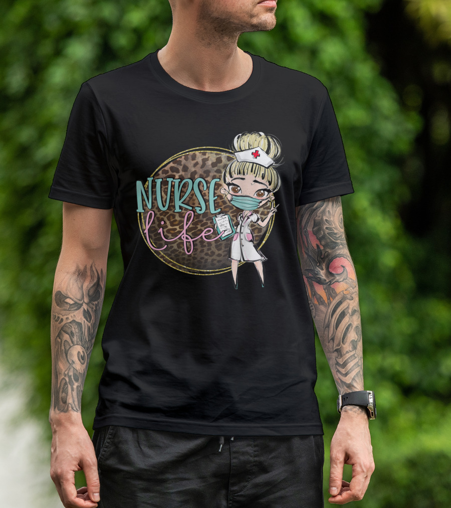 Nurse Life Leopard Print Nursing Clinical RN T-Shirt