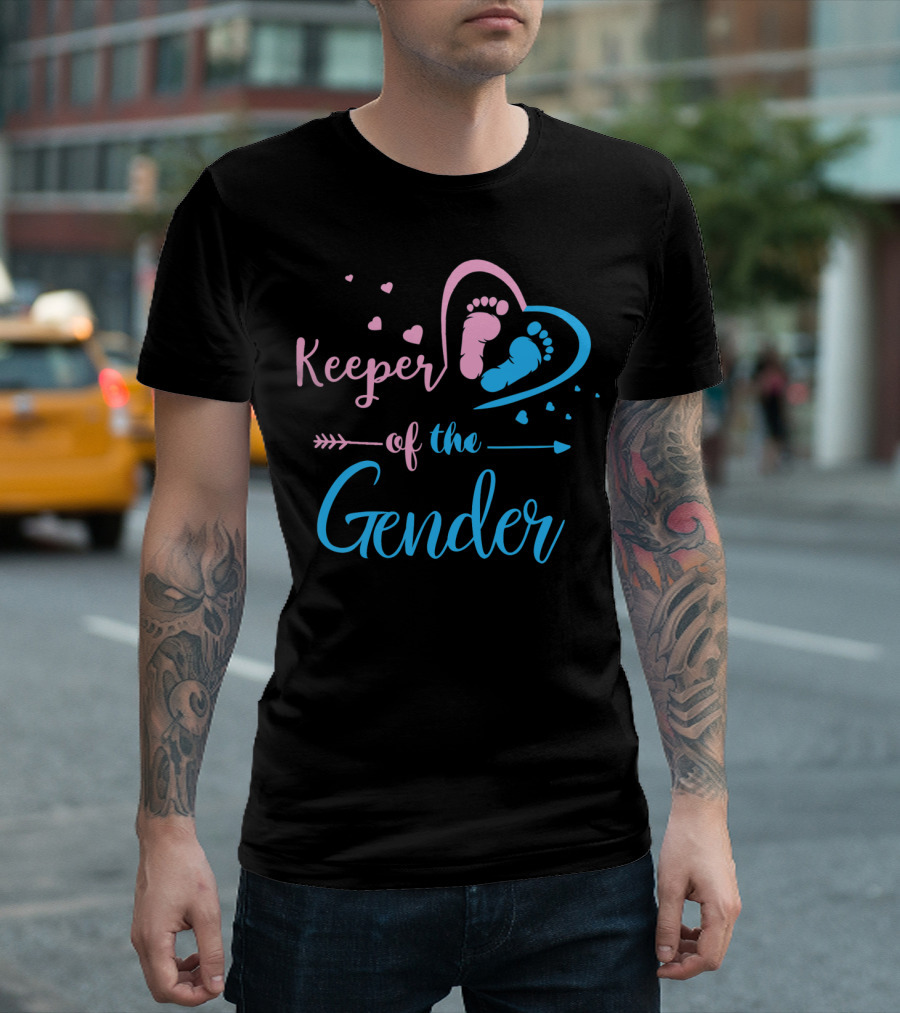 Keeper Of The Gender Cute Baby Footprints Heart Arrow T-Shirt