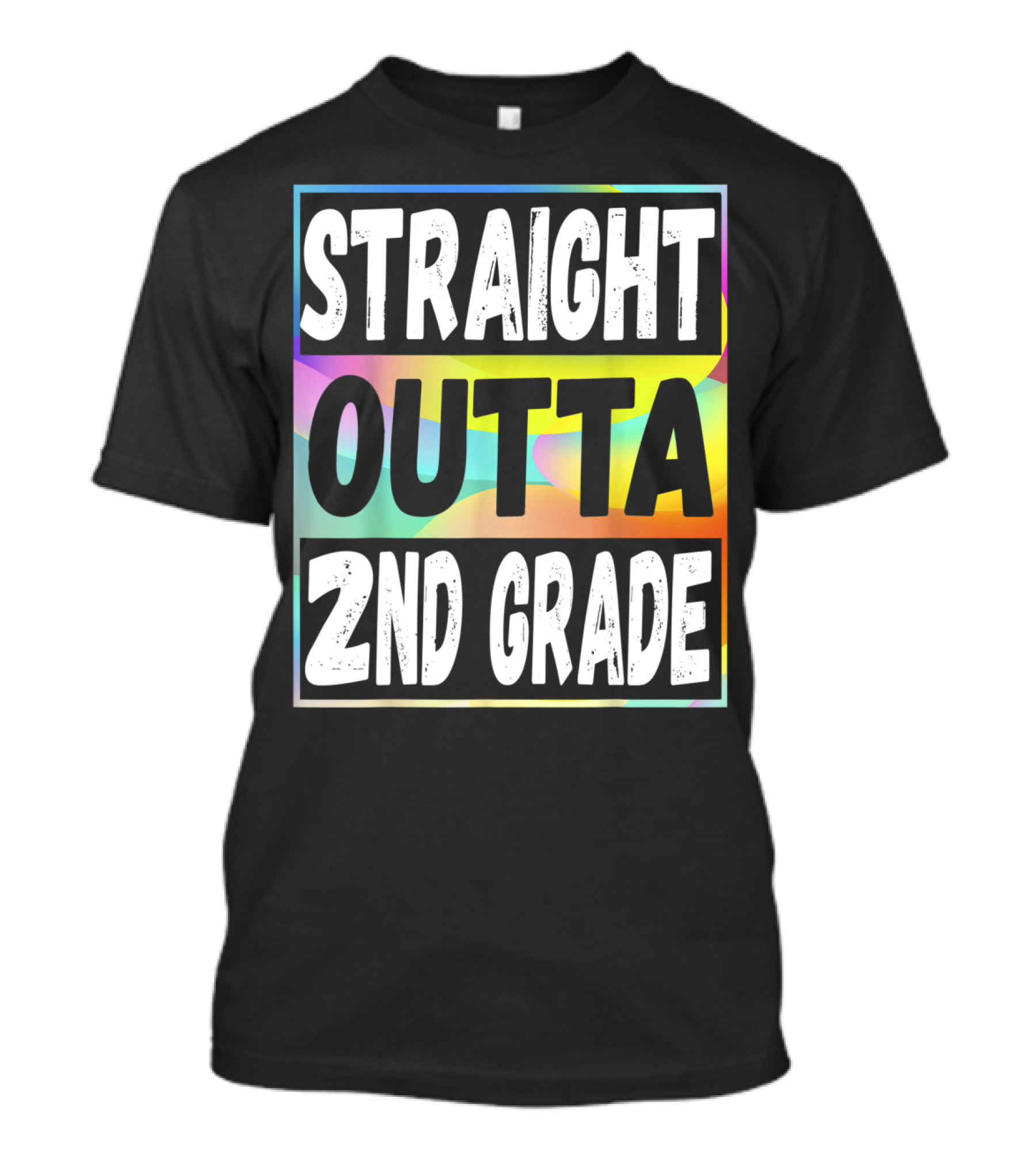 Straight Outta 2nd Grade Colorful Background T-Shirt