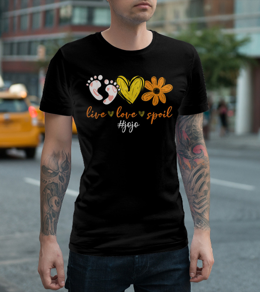 Live Love Spoil Jojo Footprints Heart Flower T-Shirt