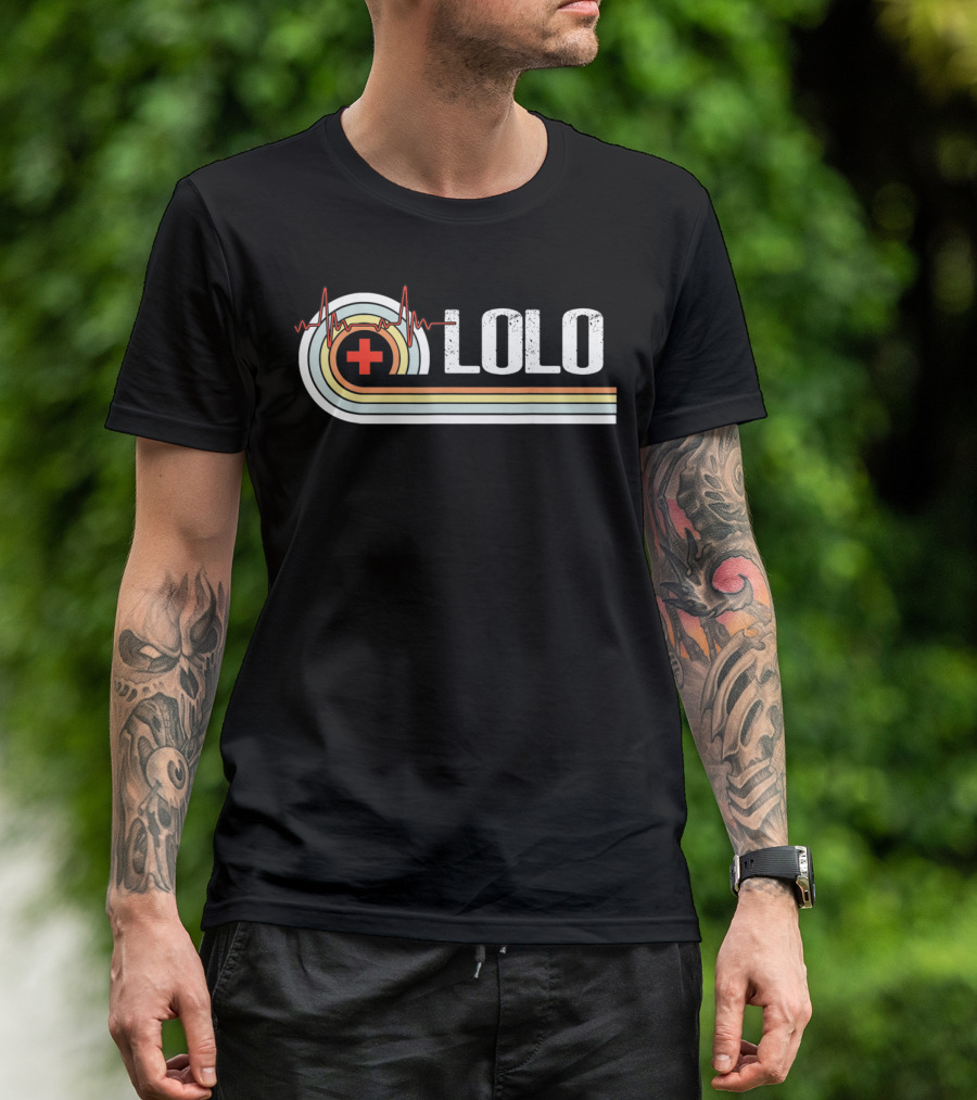 Vintage Retro Nurse Lolo Father's Heartbeat T-Shirt