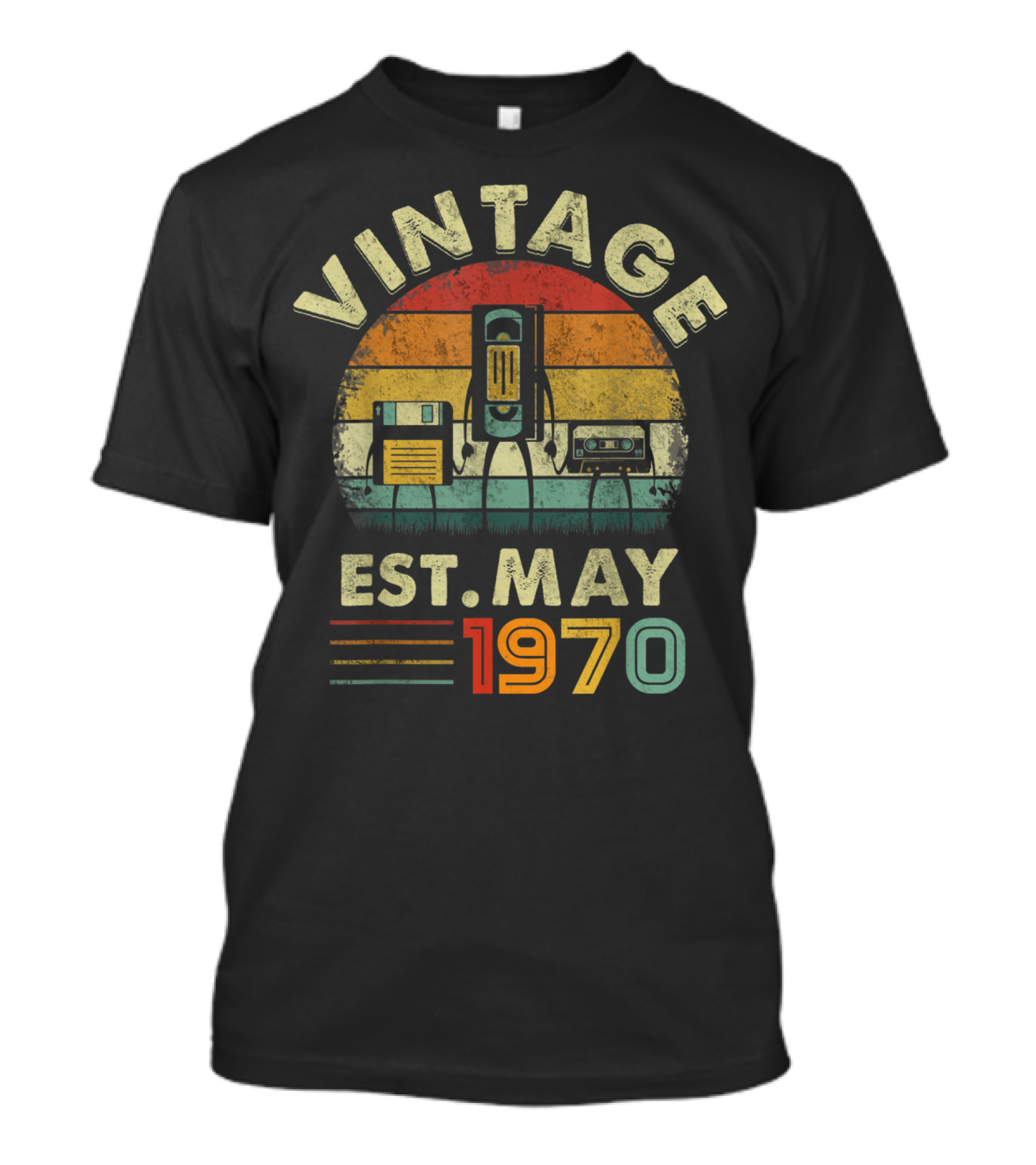 Vintage Est. May 1970 Retro Mixtape Floppy Disk Cassette T-Shirt
