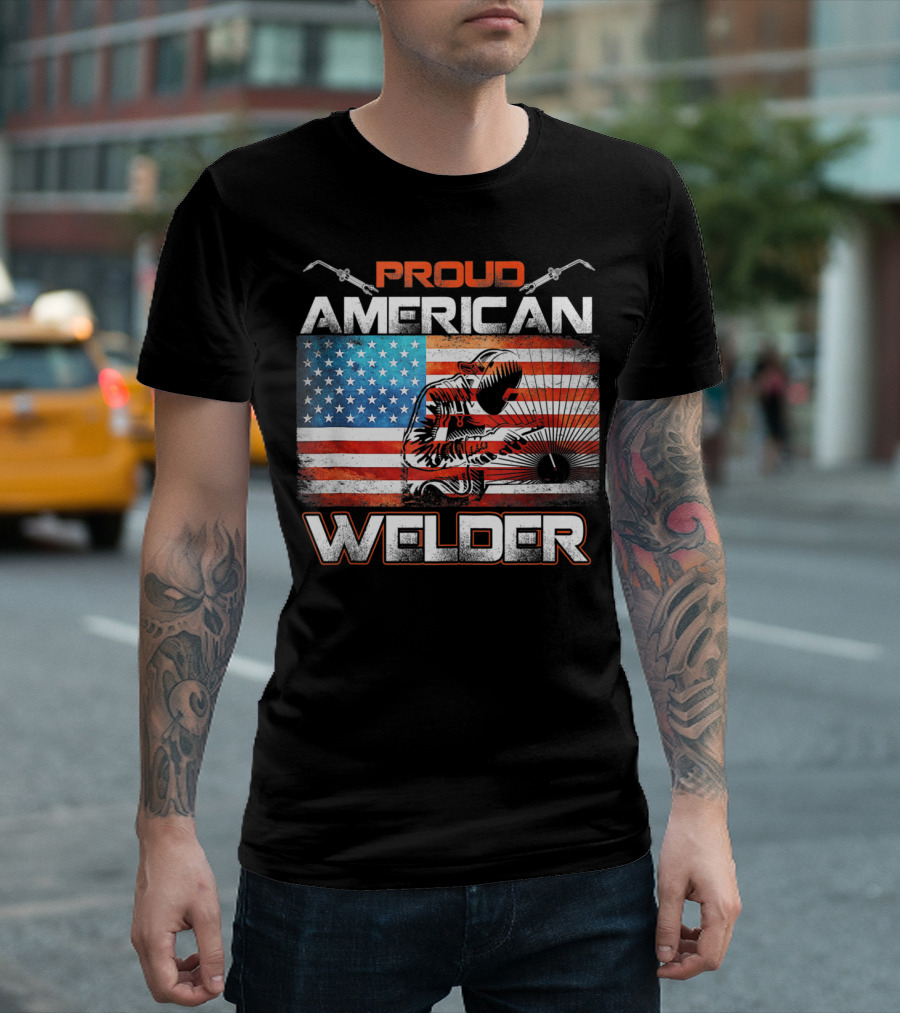 Proud American Welder United States Flag Welding T-Shirt