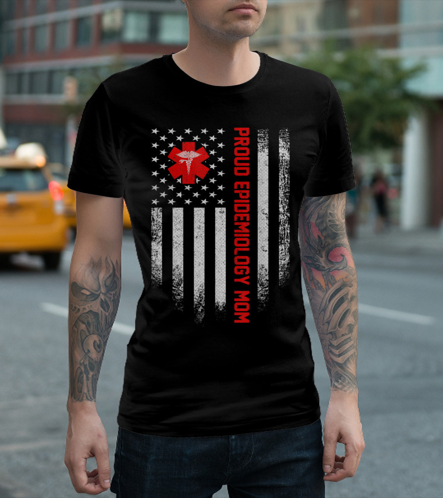 Vintage USA American Flag Proud Epidemiology Mom T-Shirt