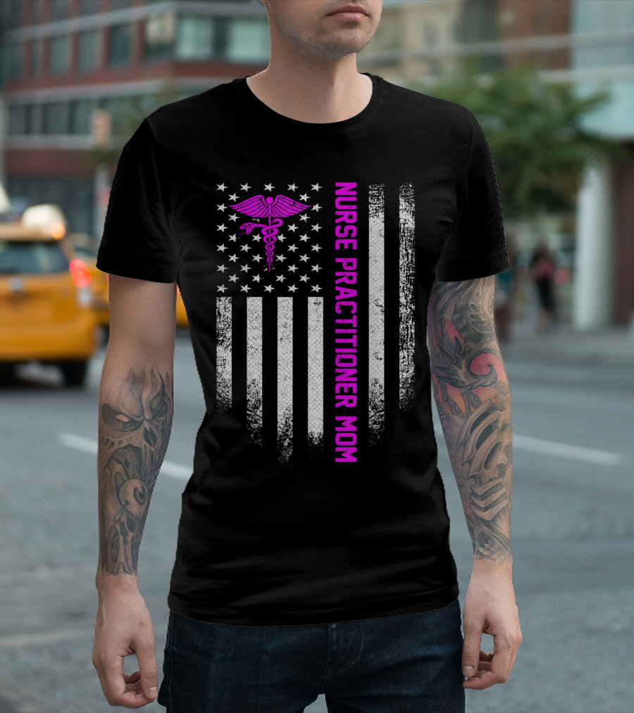 Vintage USA American Flag Nurse Practitioner Mom T-Shirt