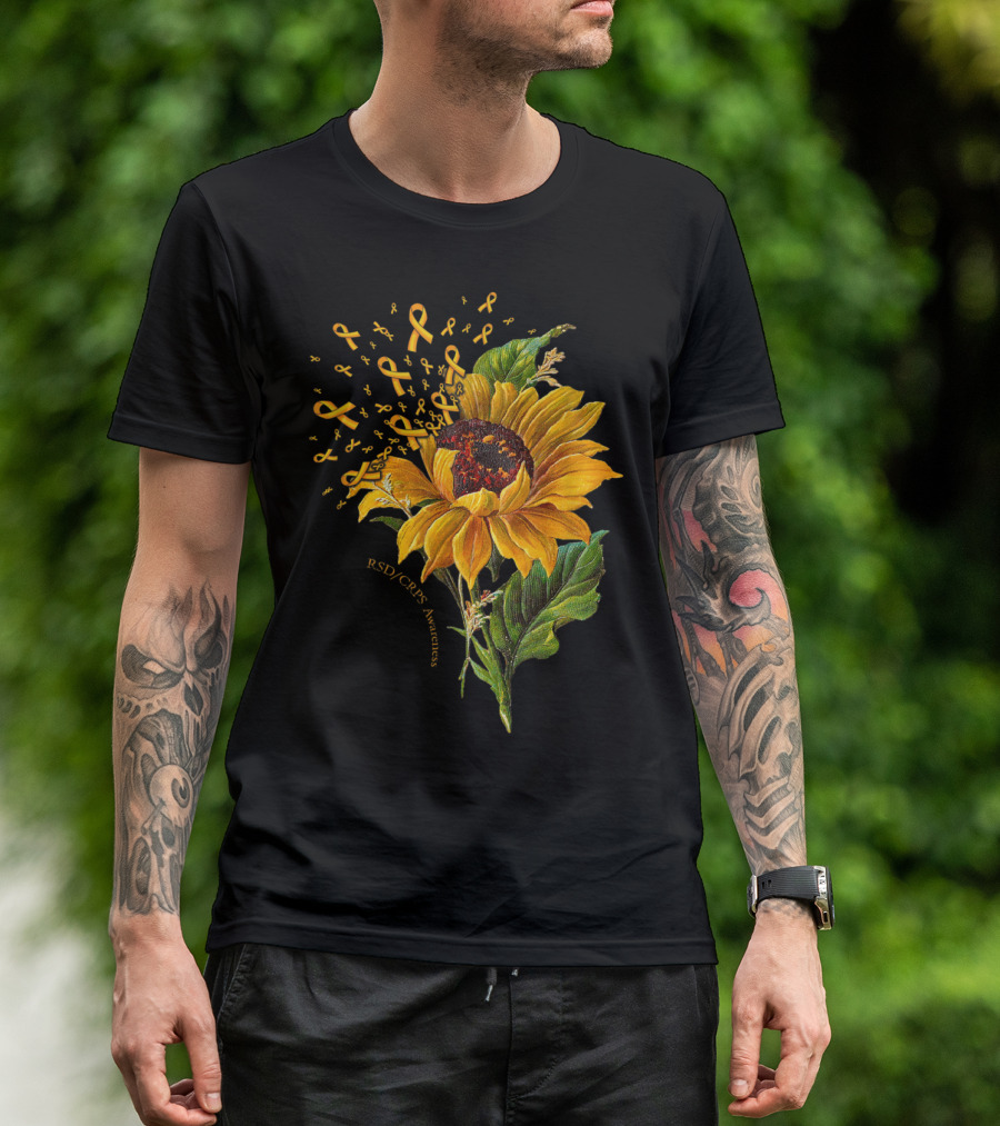 RSD CRPS Awareness Sunflower Yellow Ribbon Blossoms T-Shirt