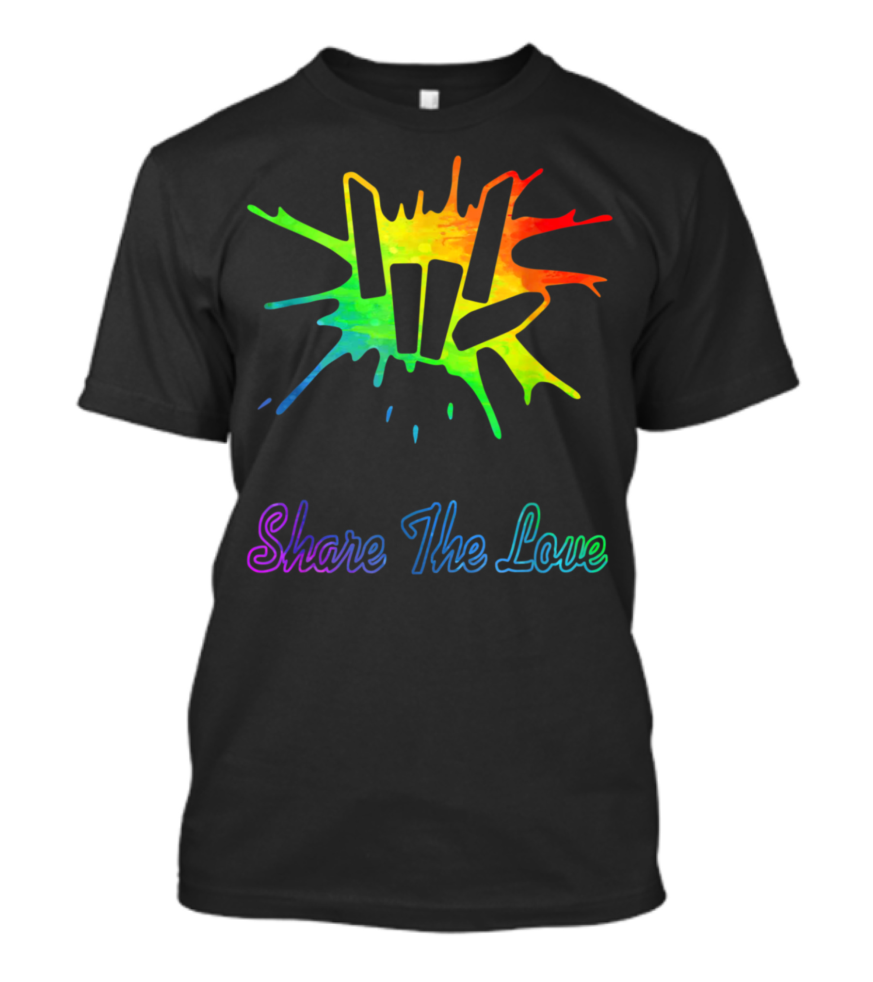 Share The Love Rainbow Peace Hand Splat T-Shirt