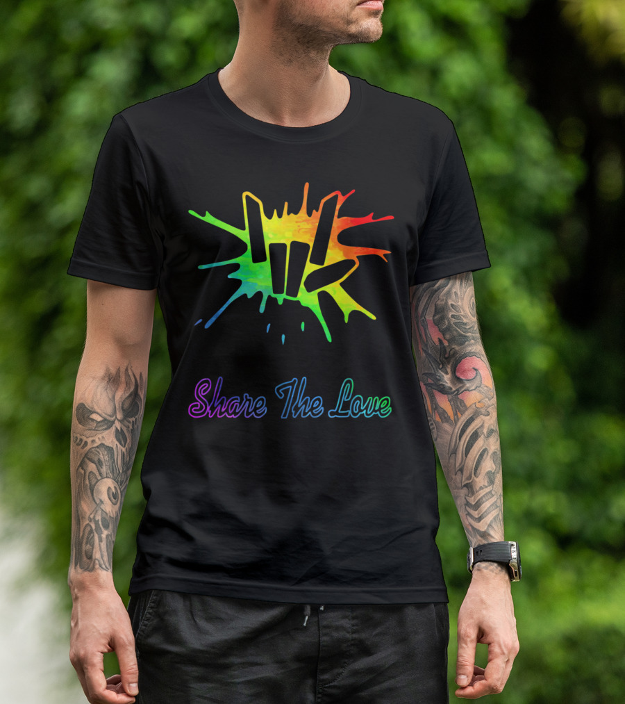 Share The Love Rainbow Peace Hand Splat T-Shirt