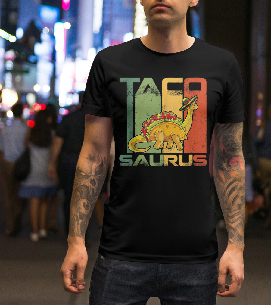 Tacosaurus Dinosaur With Sombrero Funny Cinco De Mayo T-Shirt