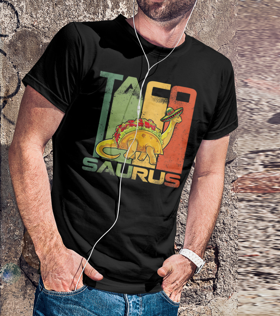 Tacosaurus Dinosaur With Sombrero Funny Cinco De Mayo T-Shirt