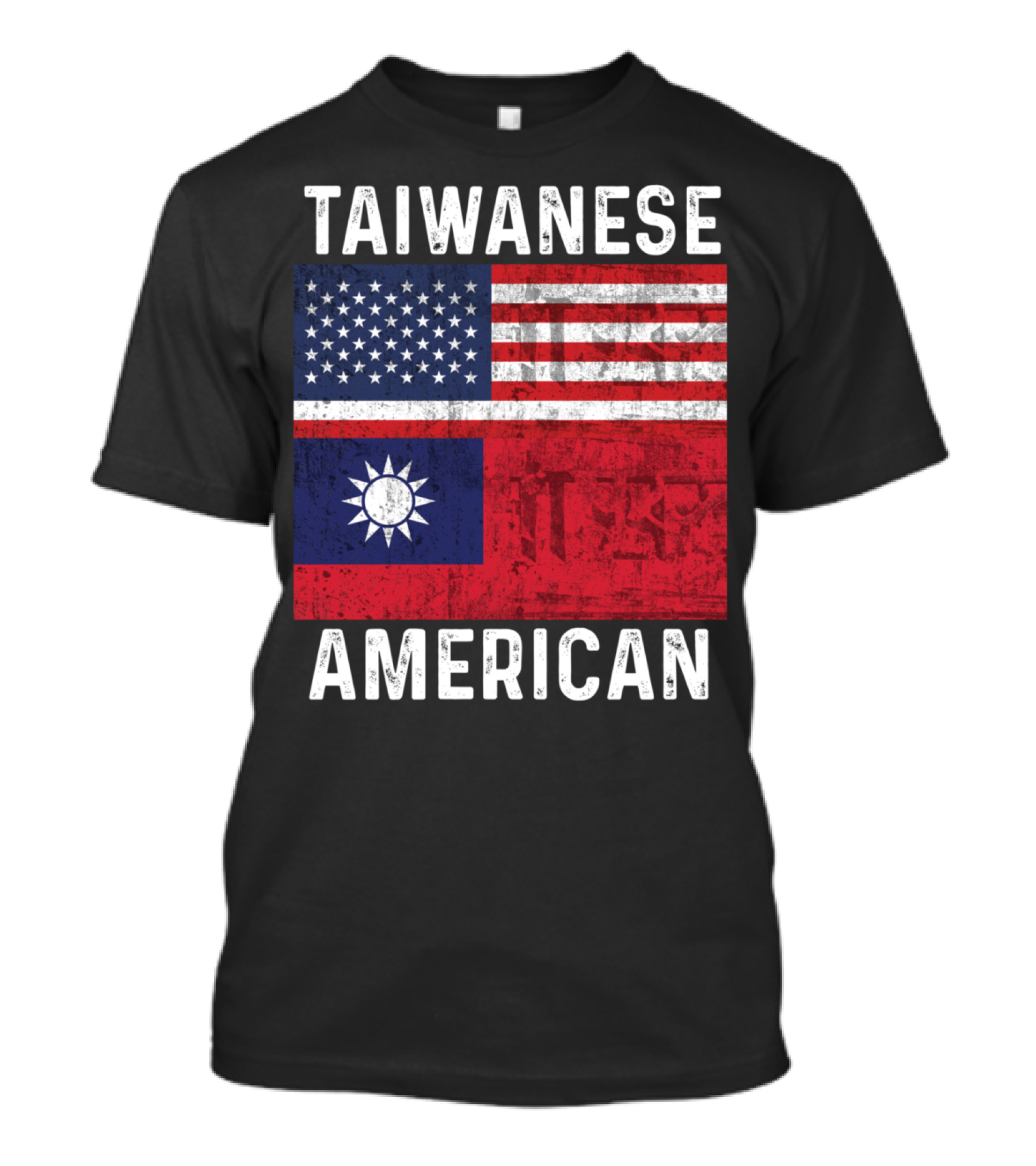 Taiwanese American Distressed Taiwan USA Flags T-Shirt