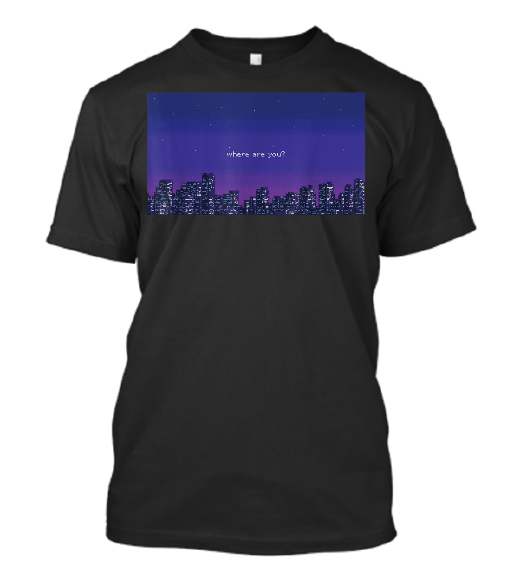 Vaporwave Aesthetic Sad Lofi Retrowave Pixel Where Are You City Skyline T-Shirt