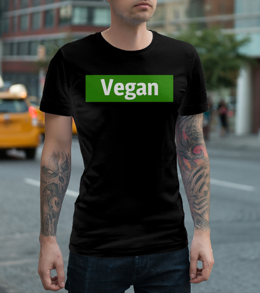 Vegan Vegetarian Green Block Text T-Shirt