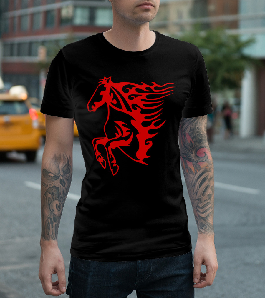 Wild Racing Horse Cool Horseback Riding Fiery Red Horse T-Shirt