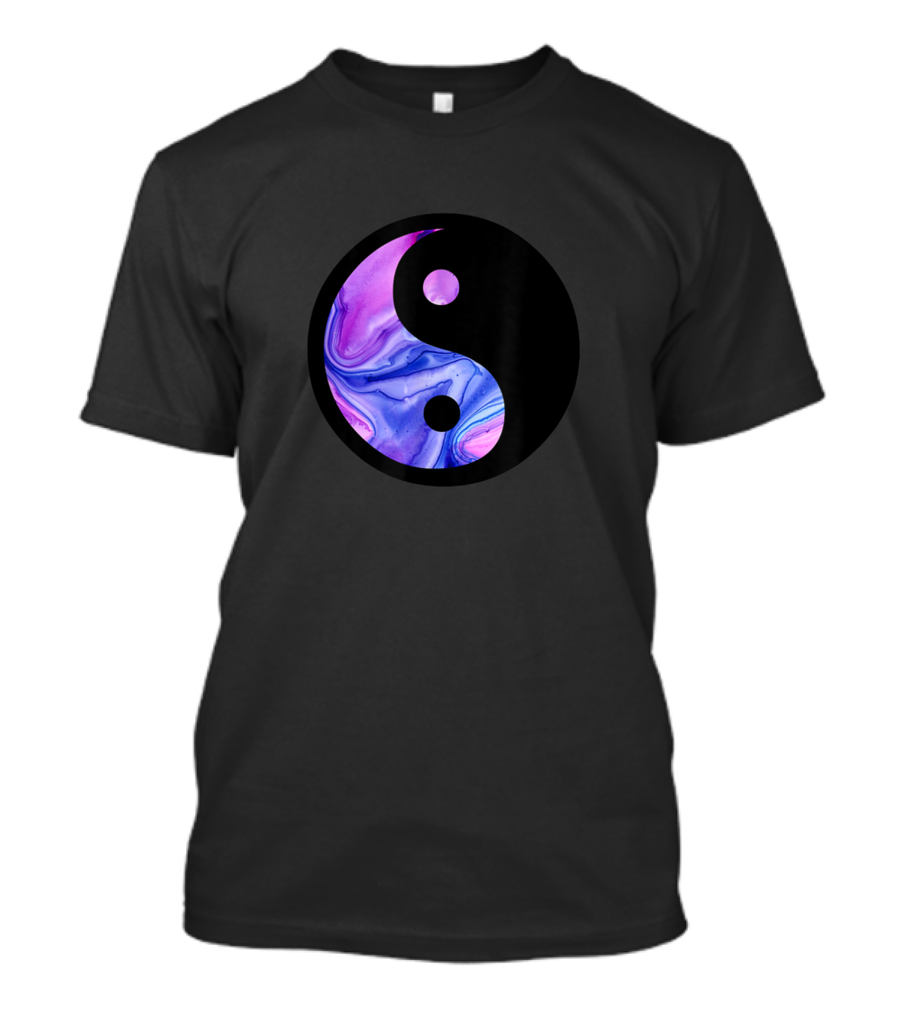 Yin Yang Cool Purple Blue Painted Marble Effect T-Shirt