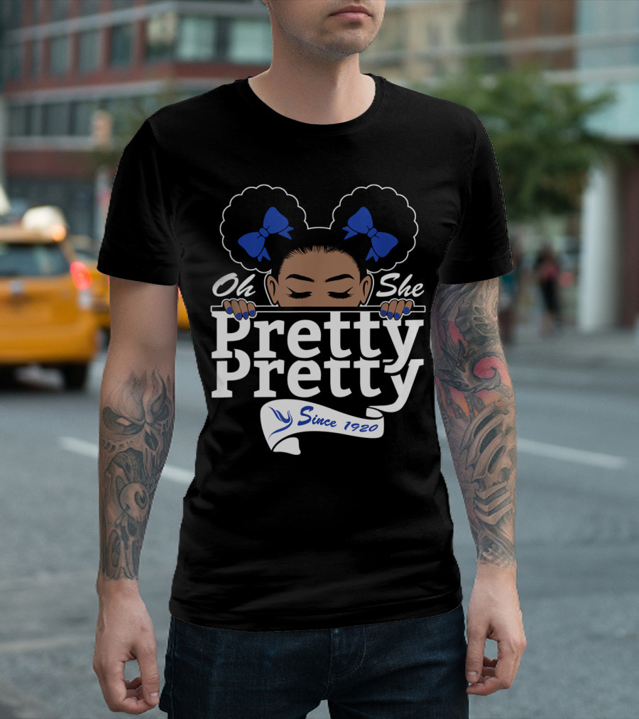 Zeta Oh She Pretty Pretty Since 1920 Dove Afro Bows T-Shirt