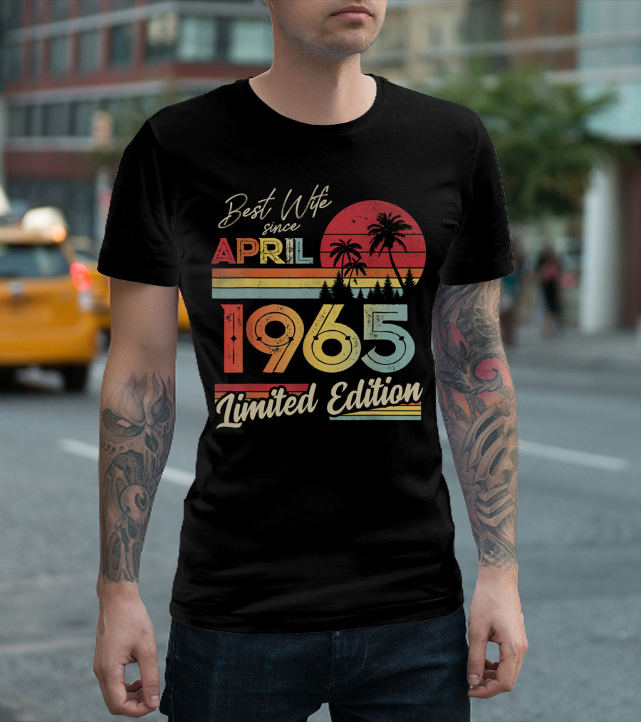 Best Wife Since April 1965 Vintage Sunset T-Shirt