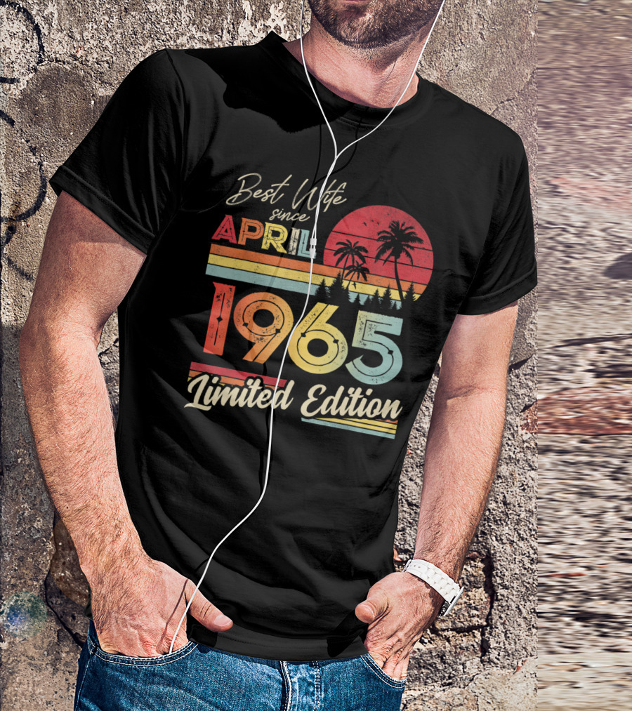 Best Wife Since April 1965 Vintage Sunset T-Shirt