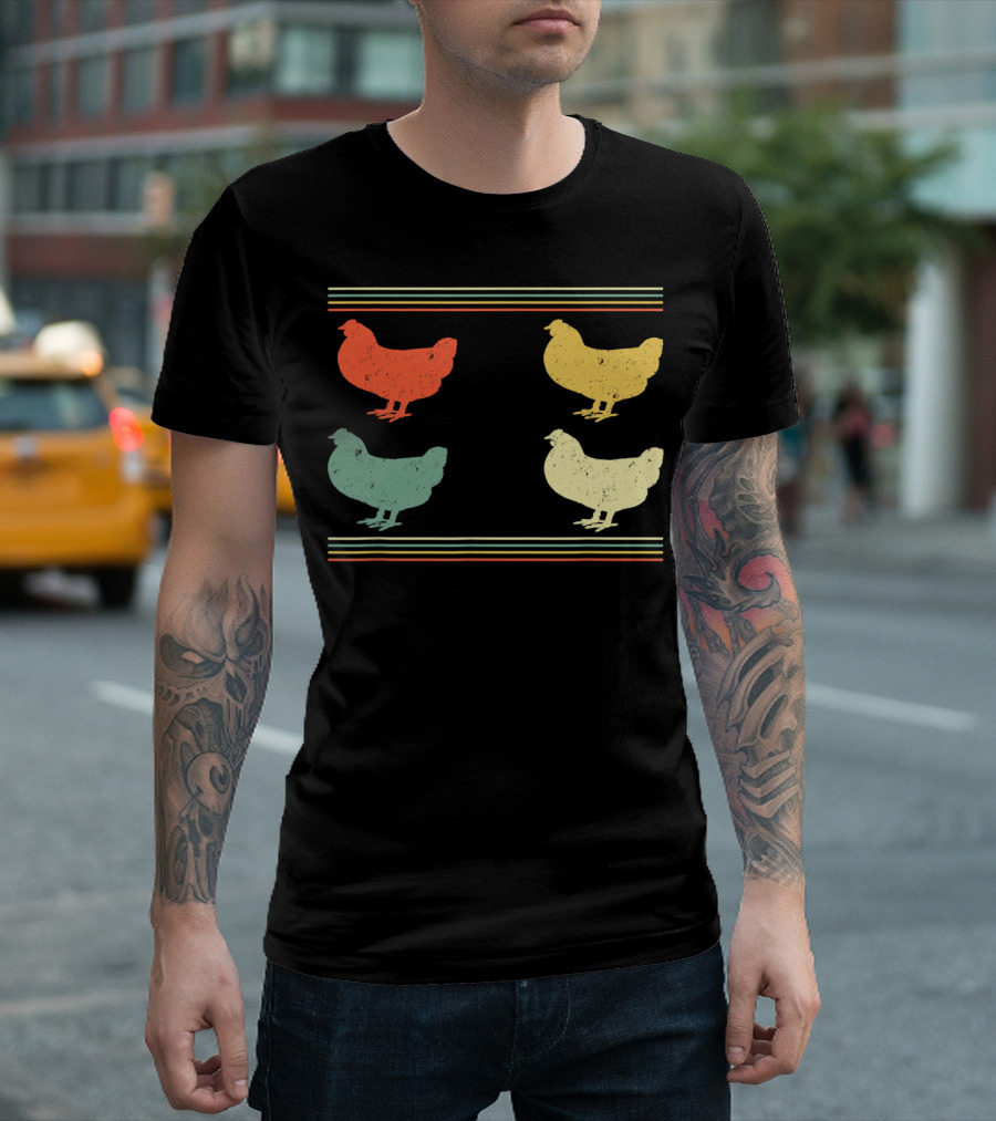 Chicken Animal Lover Colorful Retro Chicks T-Shirt
