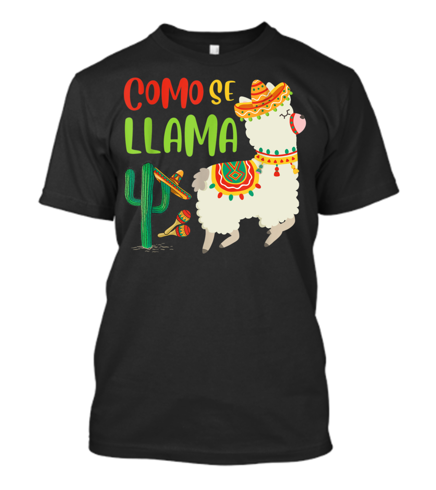 Como Se Llama Funny Mexican Llama Sombrero Cactus Maracas Cinco De Mayo T-Shirt