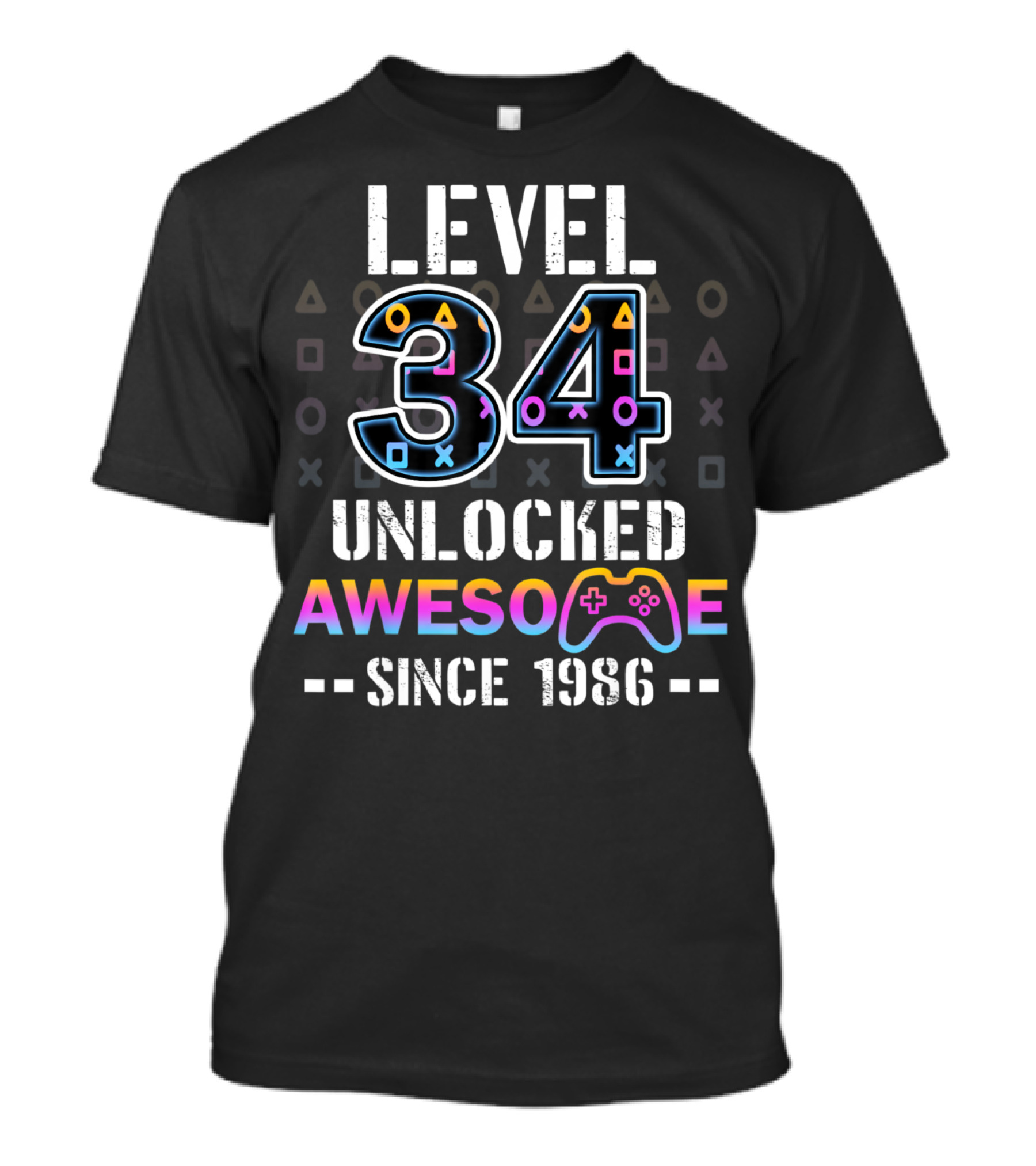 Level 34 Unlocked Awesome Since 1986 Video Game Controller 34Th T-Shirt