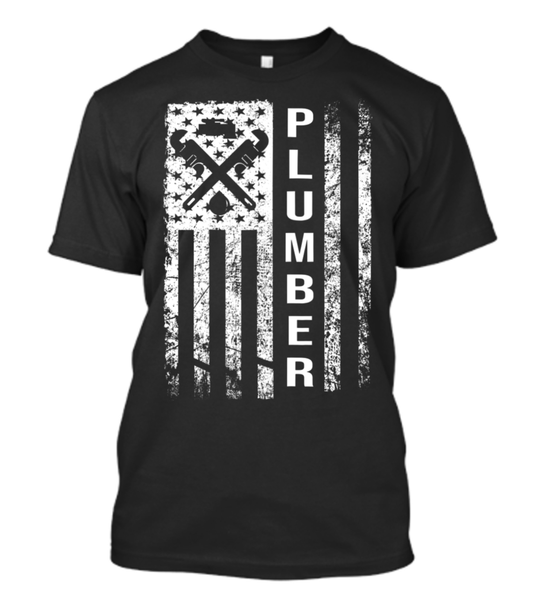 Plumber Flag Stars And Wrenches Plumbers Funny Plumbing T-Shirt