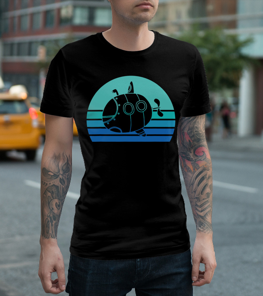 Retro Kawaii Submarine Watercraft in Oceanic Colors T-Shirt