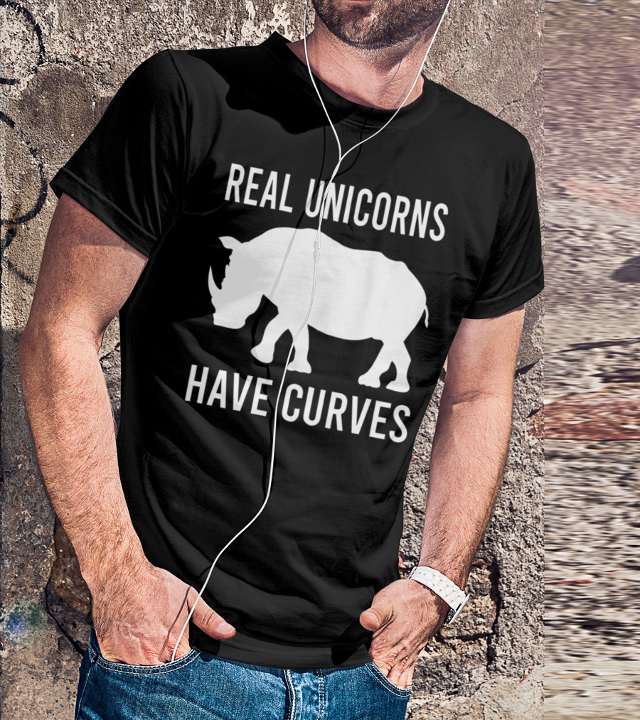Funny Real Unicorns Have Curves Rhinoceros Joke T-Shirt