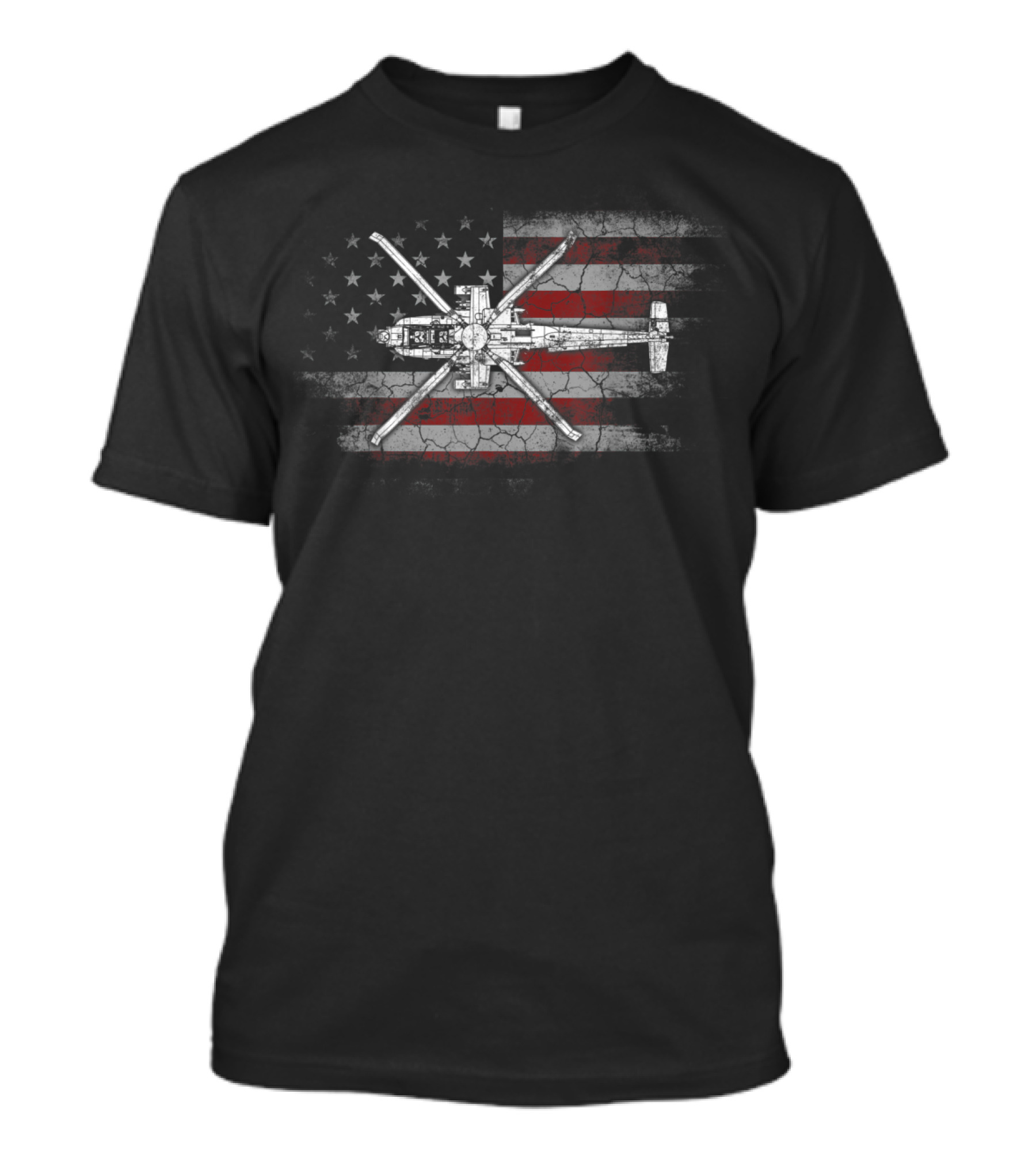 AH64 Apache Gunship American Flag Military Helicopter T-Shirt