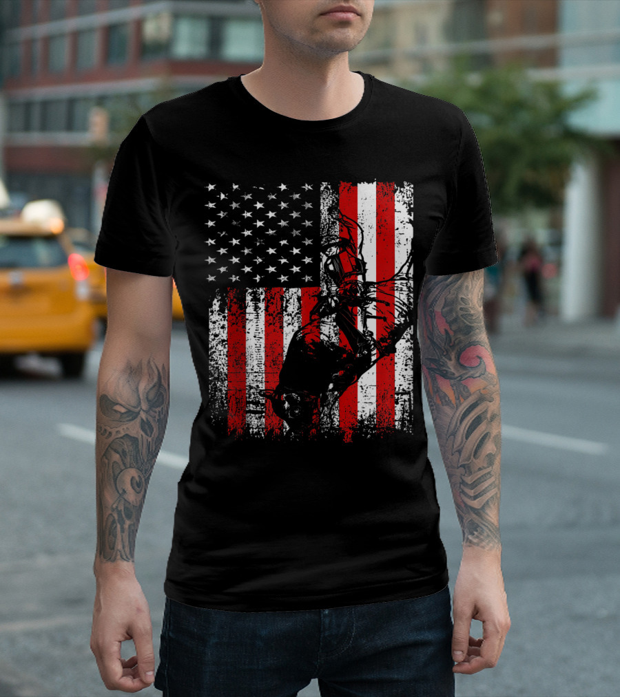 American Flag Bull Rider Men's Patriotic T-Shirt