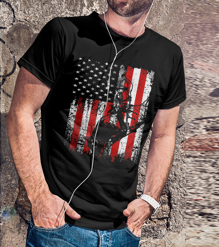 American Flag Bull Rider Men's Patriotic T-Shirt