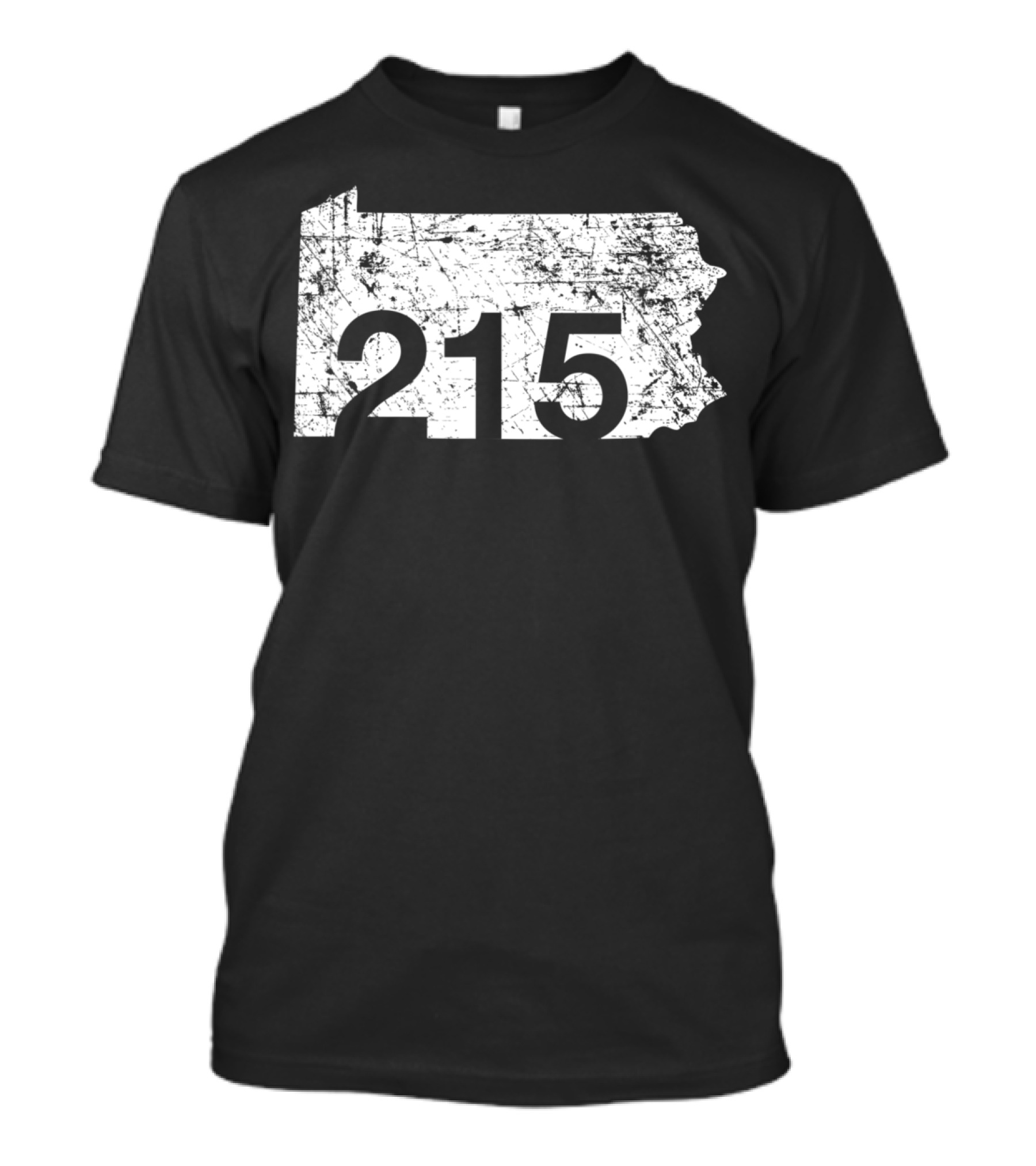 Philadelphia Pennsylvania 215 Area Code Grunge Map T-Shirt