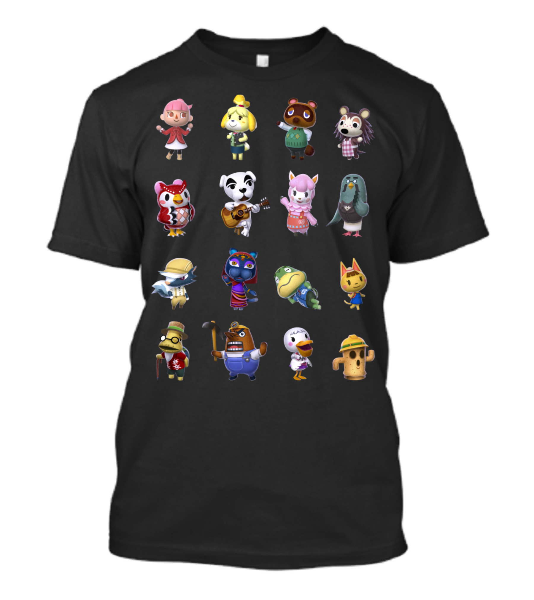 Animal Crossing Villagers Isabelle Tom Nook K.K. Slider Celeste Rover Sable Harv Brewster Goldie Resetti Lloid T-Shirt
