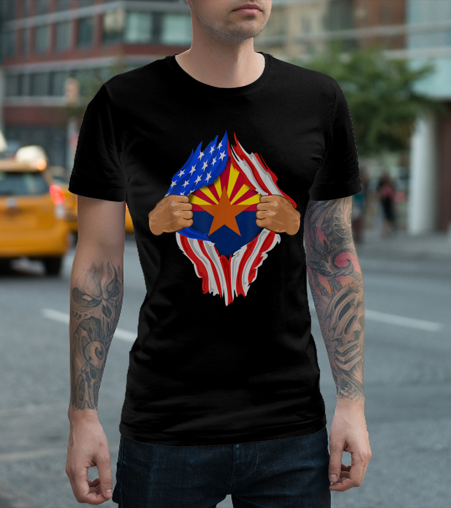 Arizona Roots Inside American Flag Proud State Flag Iconic T-Shirt
