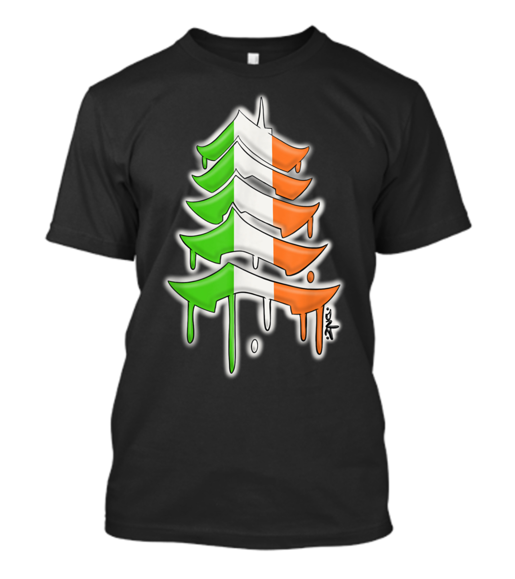 Reading Pennsylvania Pagoda Irish Tricolor Flag Design Dripping T-Shirt