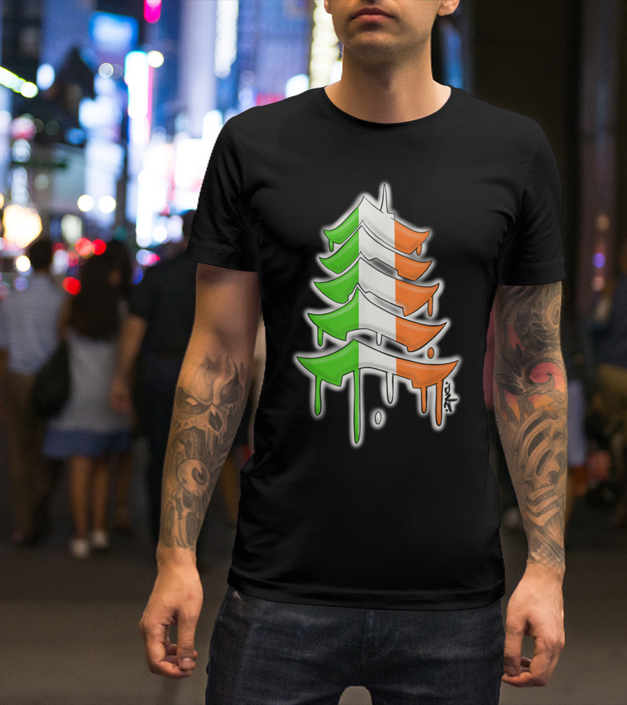 Reading Pennsylvania Pagoda Irish Tricolor Flag Design Dripping T-Shirt