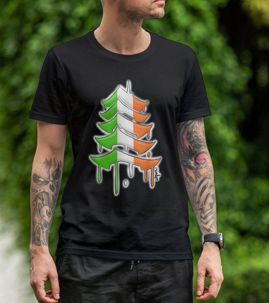 Reading Pennsylvania Pagoda Irish Tricolor Flag Design Dripping T-Shirt