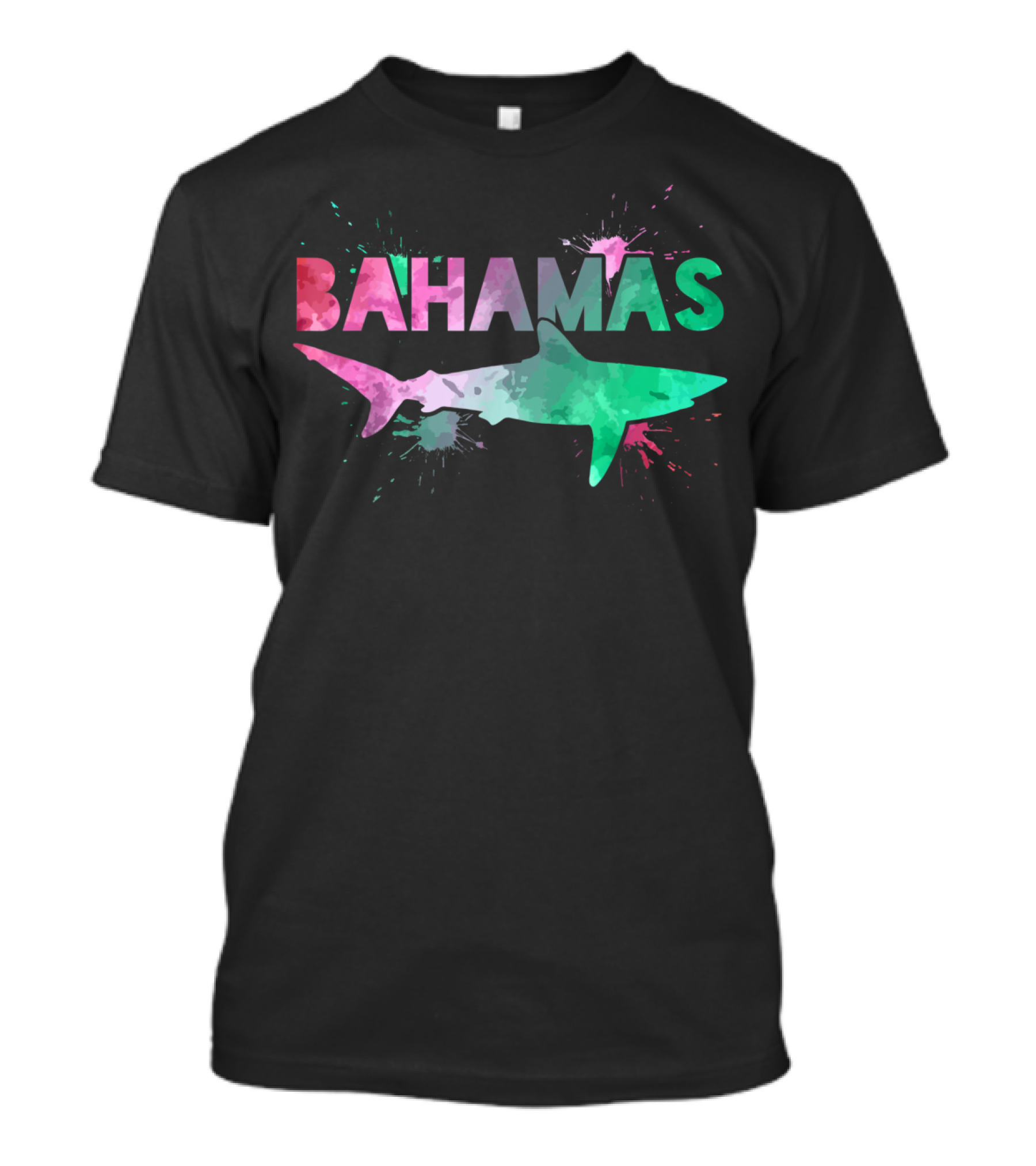 Bahamas Shark Scuba Diving Watercolor Splash T-Shirt