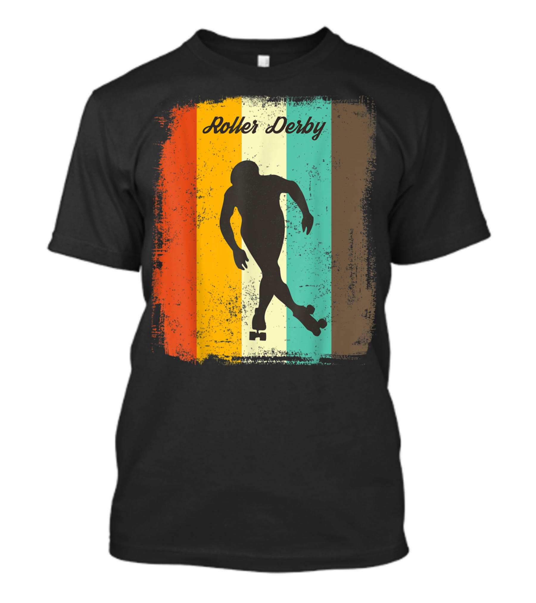 Roller Derby Retro 70S Vintage Derby Girl Silhouette On T-Shirt