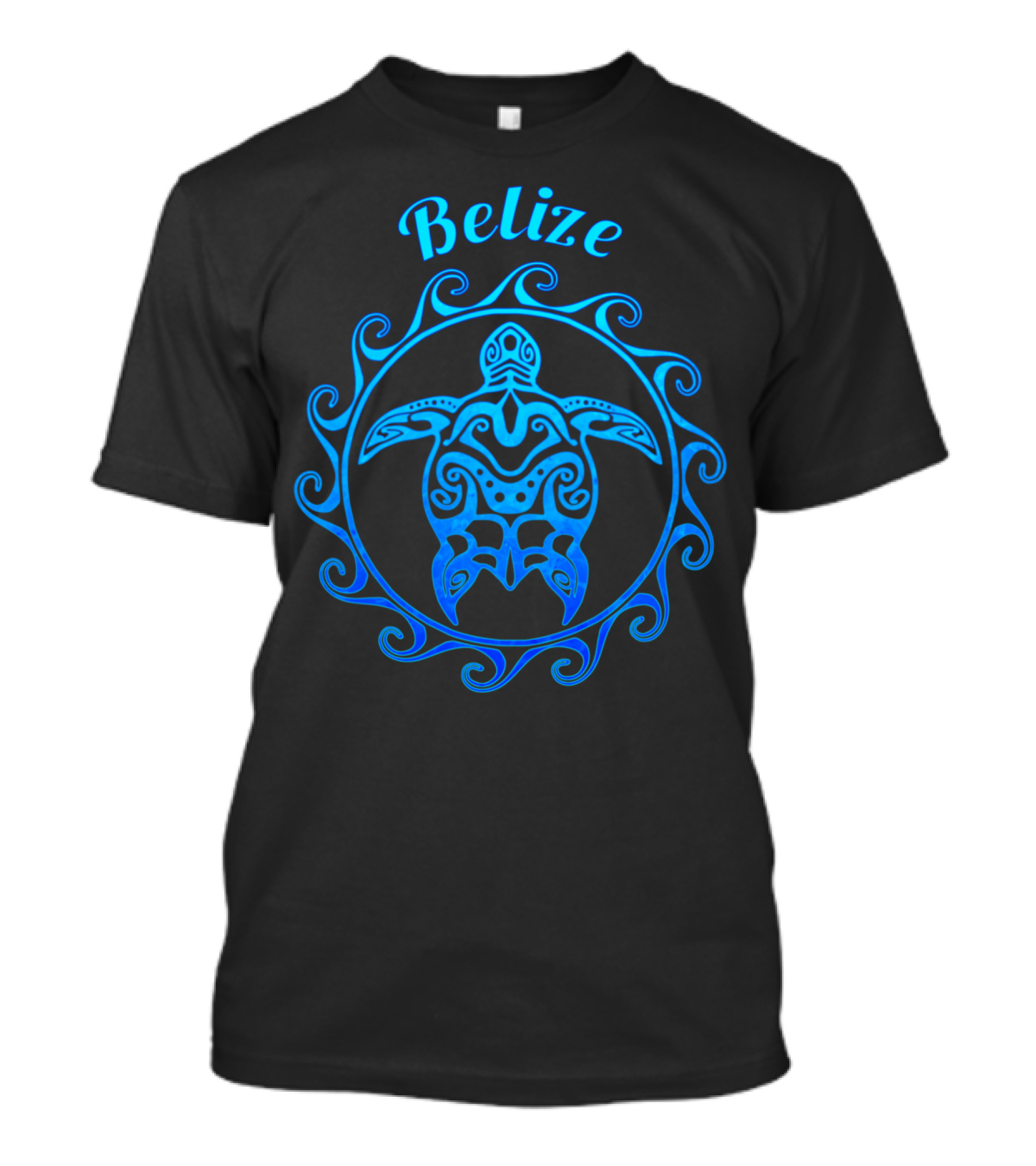 Belize Blue Tribal Ocean Turtle Waves T-Shirt