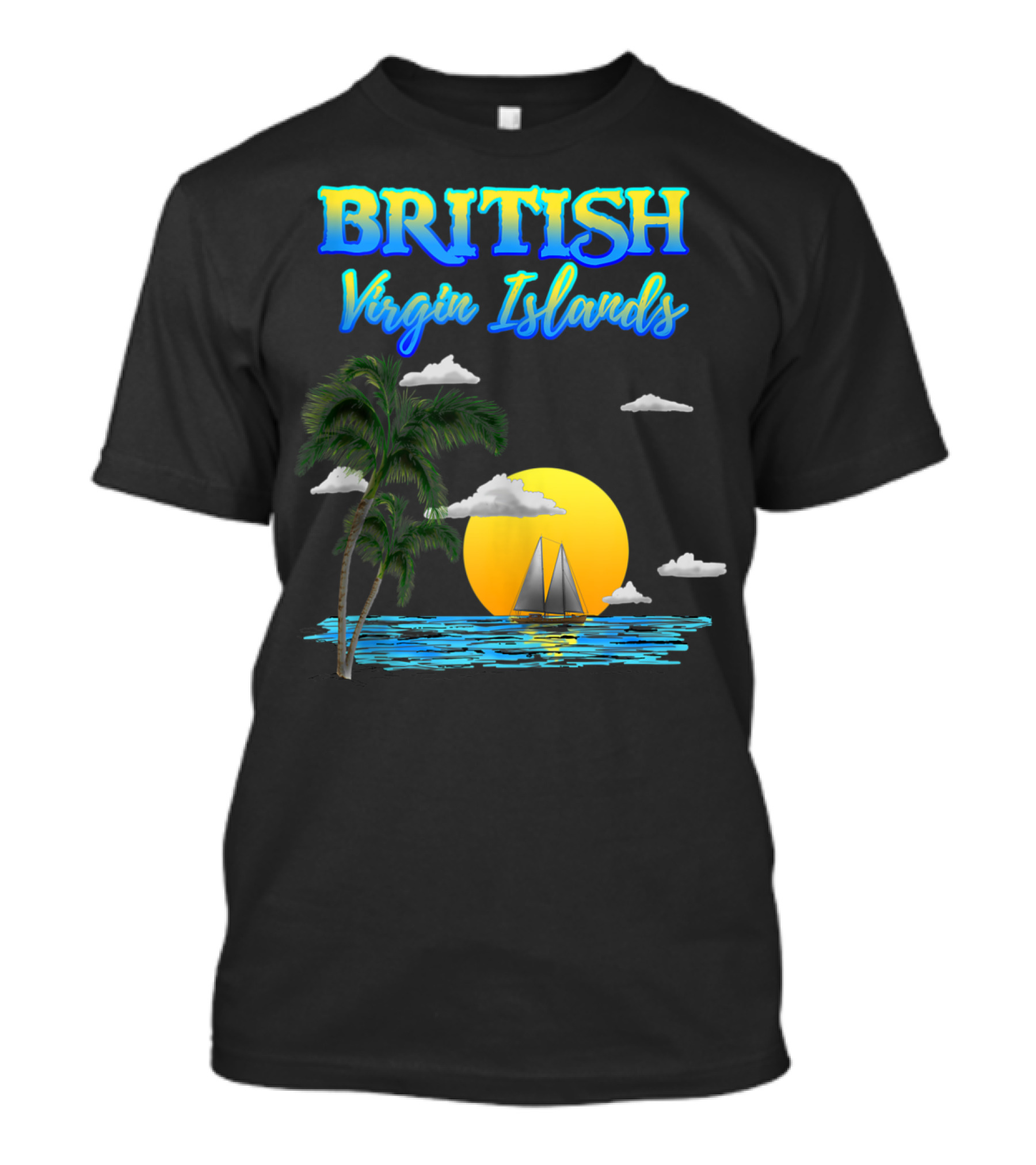 British Virgin Islands Palm Sunset Sailing Ocean T-Shirt
