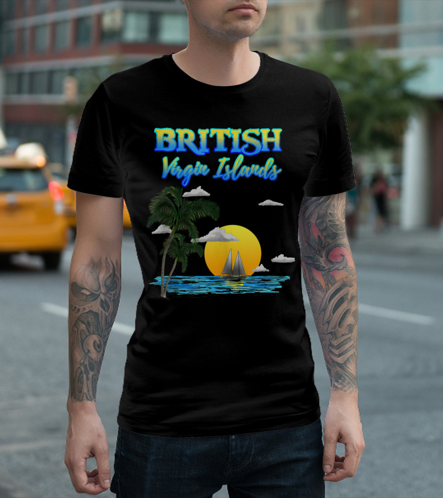 British Virgin Islands Palm Sunset Sailing Ocean T-Shirt