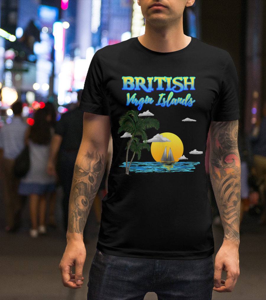 British Virgin Islands Palm Sunset Sailing Ocean T-Shirt