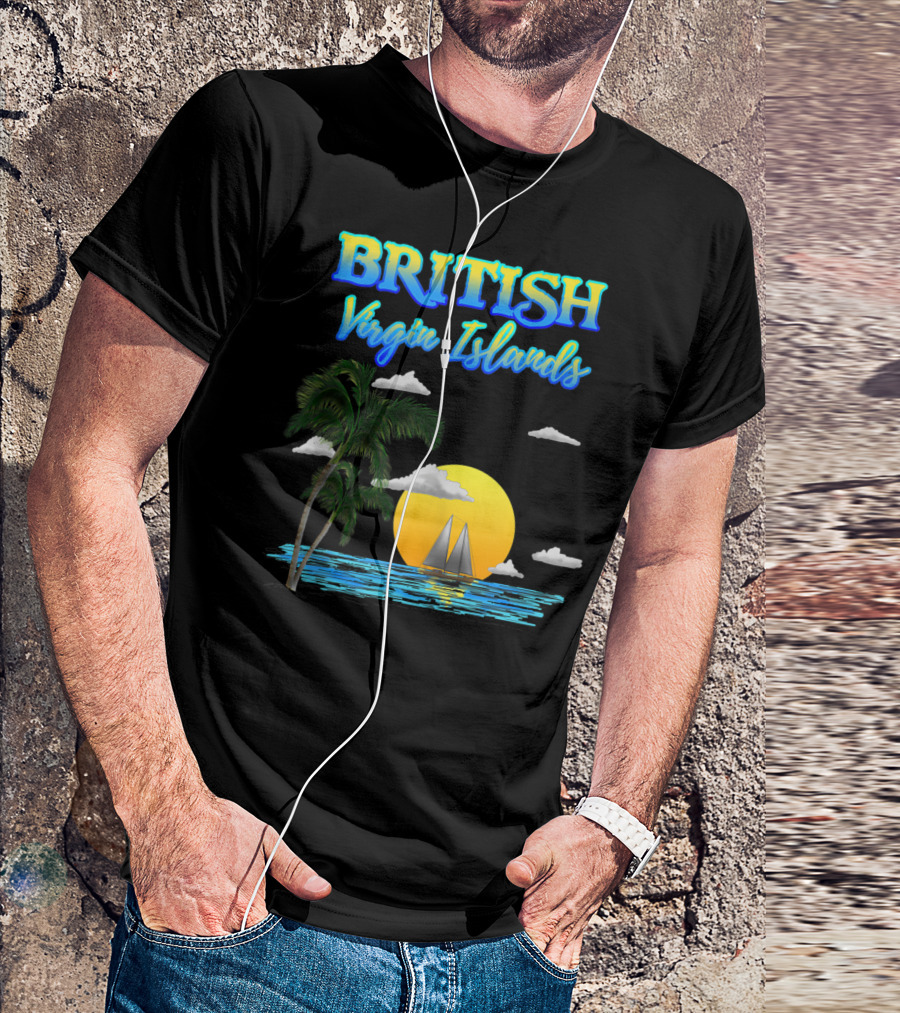 British Virgin Islands Palm Sunset Sailing Ocean T-Shirt