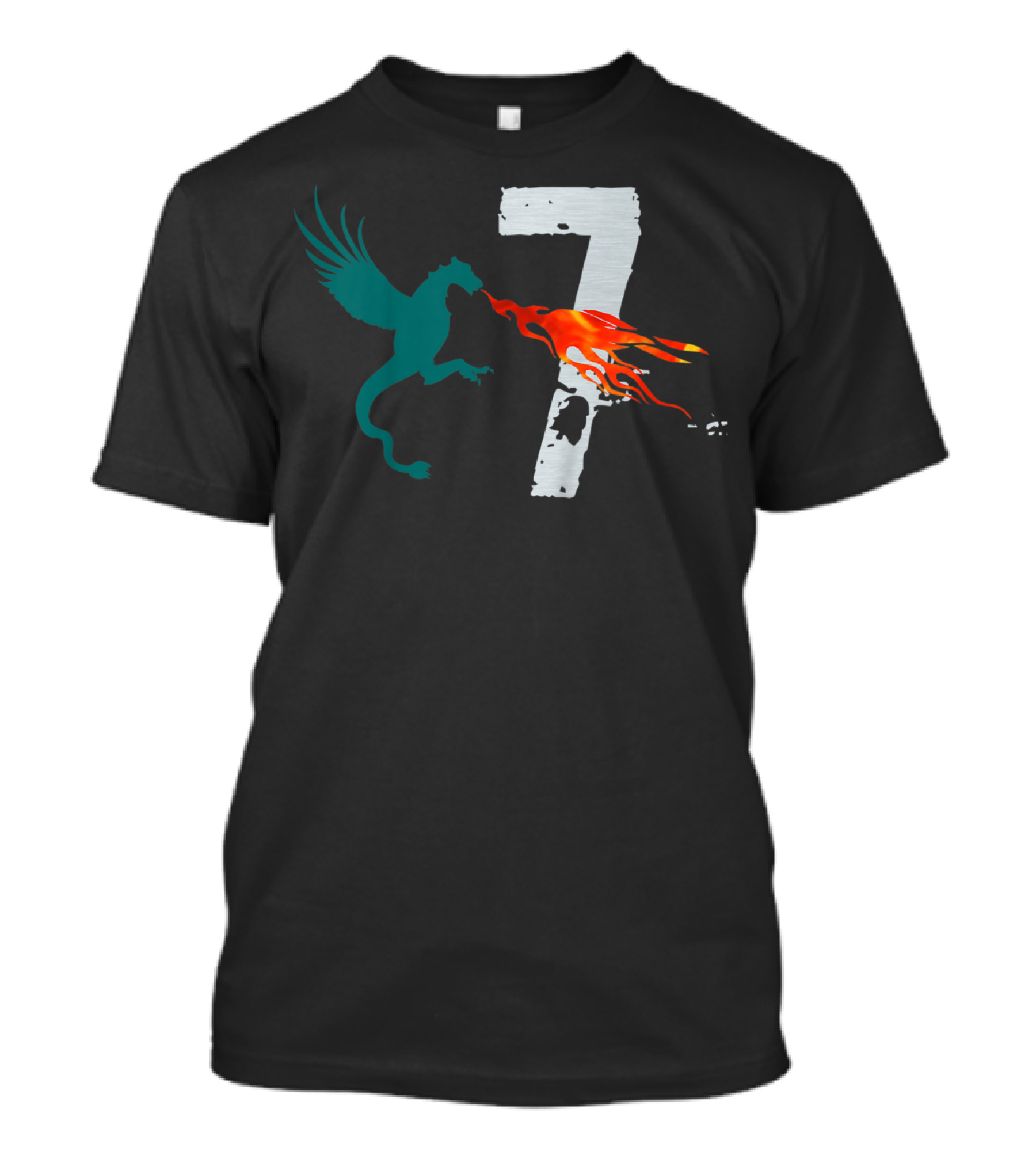 7 Year Old Birthday Dragon Fire Breathing Number 7 T-Shirt