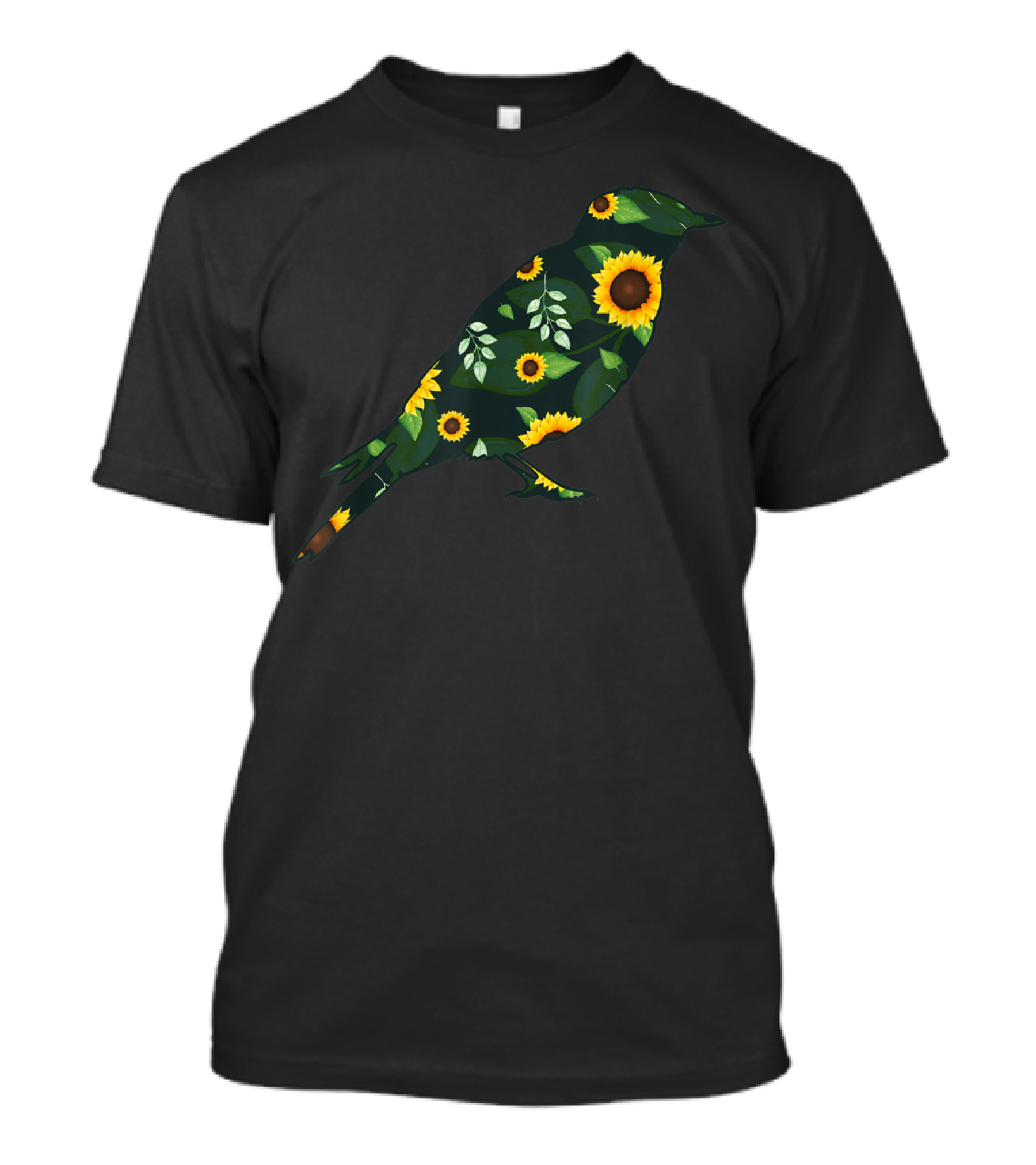 Budgerigar Sunflower Floral Budgie Bird With Leaves T-Shirt